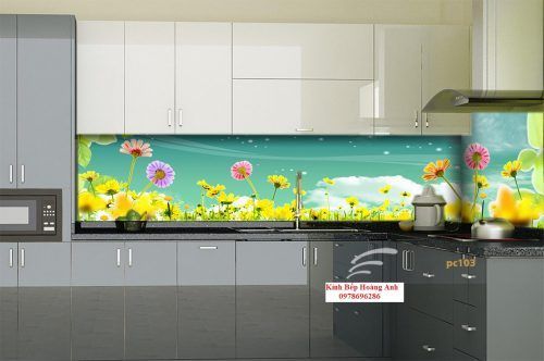 Báo giá kính in hoa văn ốp bếp