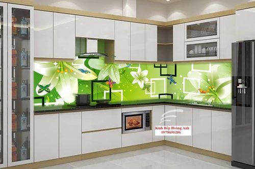 Báo giá kính in hoa văn ốp bếp