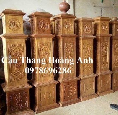 trụ gỗ lim vuông đục 4 mùa