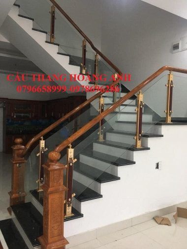 cầu thang kính chân nhôm hợp kim 9