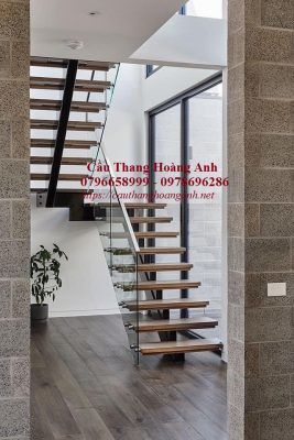 Cầu thang xương cáp hộp thi công tại hoàng mai hà nội